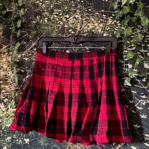 Love Tree Red and Black Plaid Skater Skirt